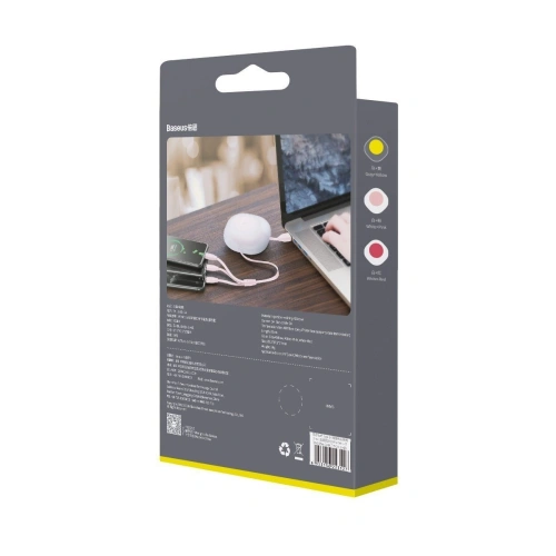 Zwijany kabel USB 3w1 Baseus Let\'s go Little Reunion, Lightning / USB-C / micro USB, 3A, 0,85m (żółto-szary)